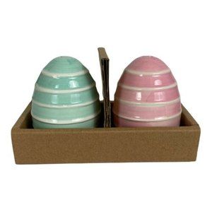 Easter Egg Salt And Pepper Shakers By Carrot Patch Cottage Pink Blue NEW